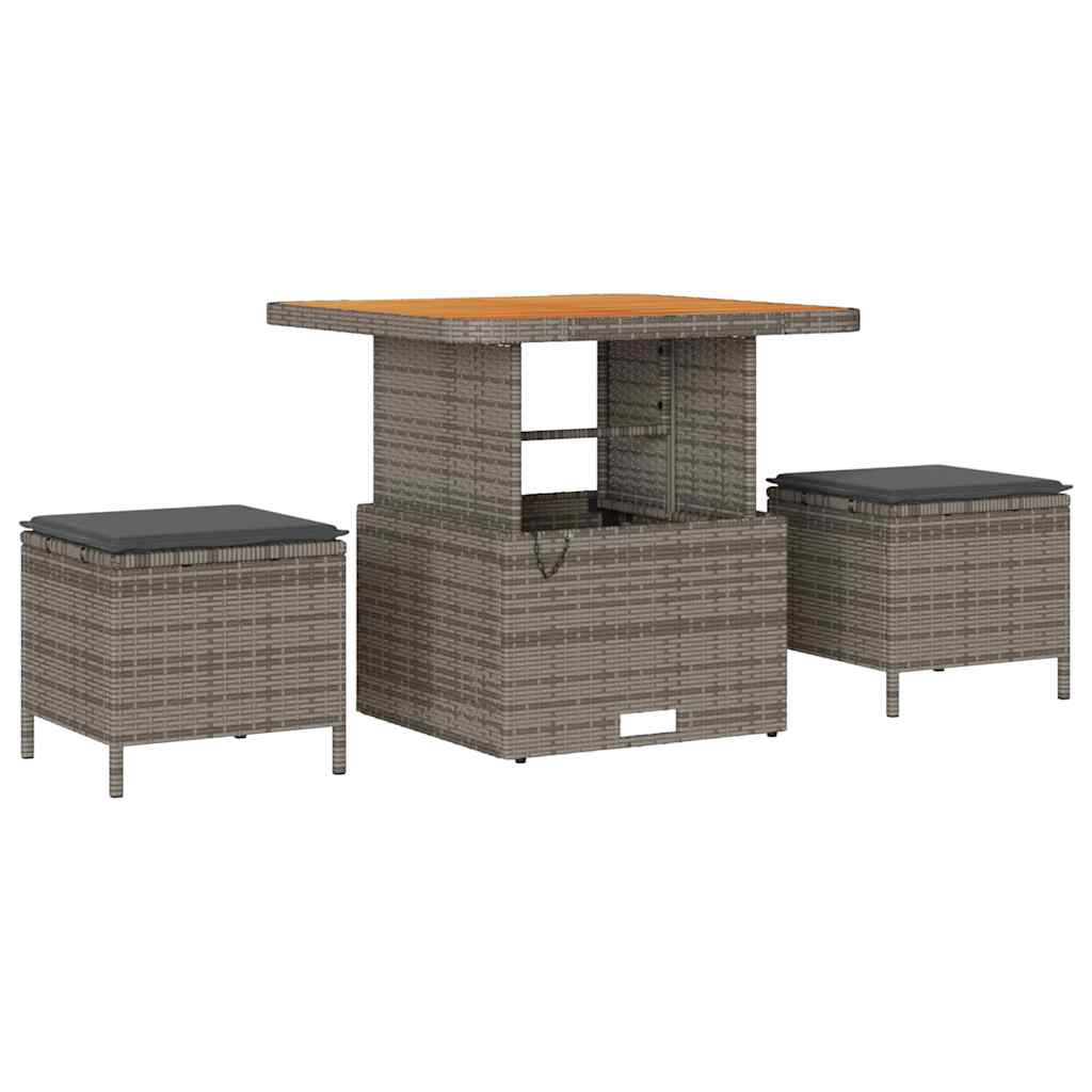 Gartensofa-set mit Kissen mit Speicher 12 pcs Grau Poly Rattan
