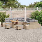 Gartensofa-set mit Kissen mit Speicher 13 pcs Beige Poly Rattan