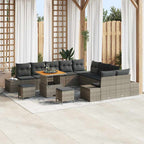Gartensofa-set mit Kissen mit Speicher 13 pcs Grau Poly Rattan