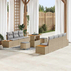 Gartensofa-set mit Kissen mit Speicher 10 pcs Beige Poly Rattan
