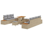 Gartensofa-set mit Kissen mit Speicher 10 pcs Beige Poly Rattan