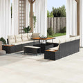 Gartensofa-set mit Kissen 11 pcs Schwarz Poly Rattan