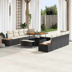 Gartensofa-set mit Kissen 11 pcs Schwarz Poly Rattan