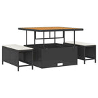 Gartensofa-set mit Kissen 11 pcs Schwarz Poly Rattan