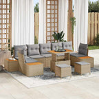 Gartensofa-set mit Kissen mit Speicher 10 pcs Beige Poly Rattan