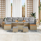 Gartensofa-set mit Kissen mit Speicher 10 pcs Beige Poly Rattan