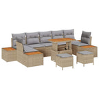 Gartensofa-set mit Kissen mit Speicher 10 pcs Beige Poly Rattan