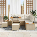 Gartensofa-set mit Kissen mit Speicher 8 pcs Beige Poly Rattan