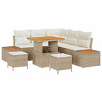 Gartensofa-set mit Kissen mit Speicher 8 pcs Beige Poly Rattan