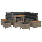 Gartensofa-set mit Kissen mit Speicher 8 pcs Grau Poly Rattan