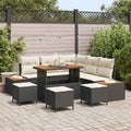 Gartensofa-set mit Kissen 9 pcs Schwarz Poly Rattan