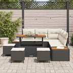 Gartensofa-set mit Kissen 9 pcs Schwarz Poly Rattan