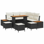 Gartensofa-set mit Kissen 9 pcs Schwarz Poly Rattan