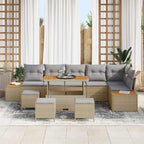 Gartensofa-set mit Kissen mit Speicher 10 pcs Beige Poly Rattan