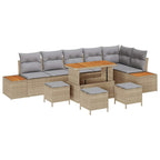 Gartensofa-set mit Kissen mit Speicher 10 pcs Beige Poly Rattan