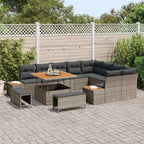 Gartensofa-set mit Kissen mit Speicher 12 pcs Grau Poly Rattan