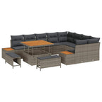 Gartensofa-set mit Kissen mit Speicher 12 pcs Grau Poly Rattan