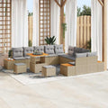 Gartensofa-set mit Kissen mit Speicher 13 pcs Beige Poly Rattan