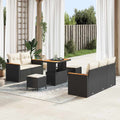 Gartensofa-set mit Kissen 10 pcs Schwarz und Creme Poly-Rattan