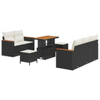 Gartensofa-set mit Kissen 10 pcs Schwarz und Creme Poly-Rattan