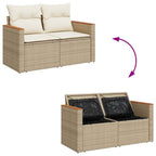 Gartensofa-set mit Kissen 10 pcs Beige und Creme Poly-Rattan