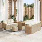 Gartensofa-set mit Kissen 11 pcs Beige und Creme Poly-Rattan