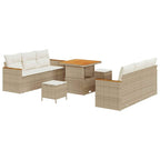 Gartensofa-set mit Kissen 11 pcs Beige und Creme Poly-Rattan