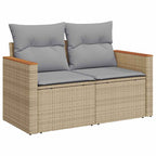Gartensofa-set mit Kissen 11 pcs Beige und Hellgrau Poly-Rattan