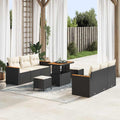 Gartensofa-set mit Kissen 11 pcs Schwarz und Creme Poly-Rattan
