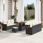 Gartensofa-set mit Kissen 11 pcs Schwarz und Creme Poly-Rattan