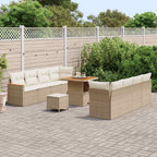 Gartensofa-set mit Kissen 12 pcs Beige Poly-Rattan