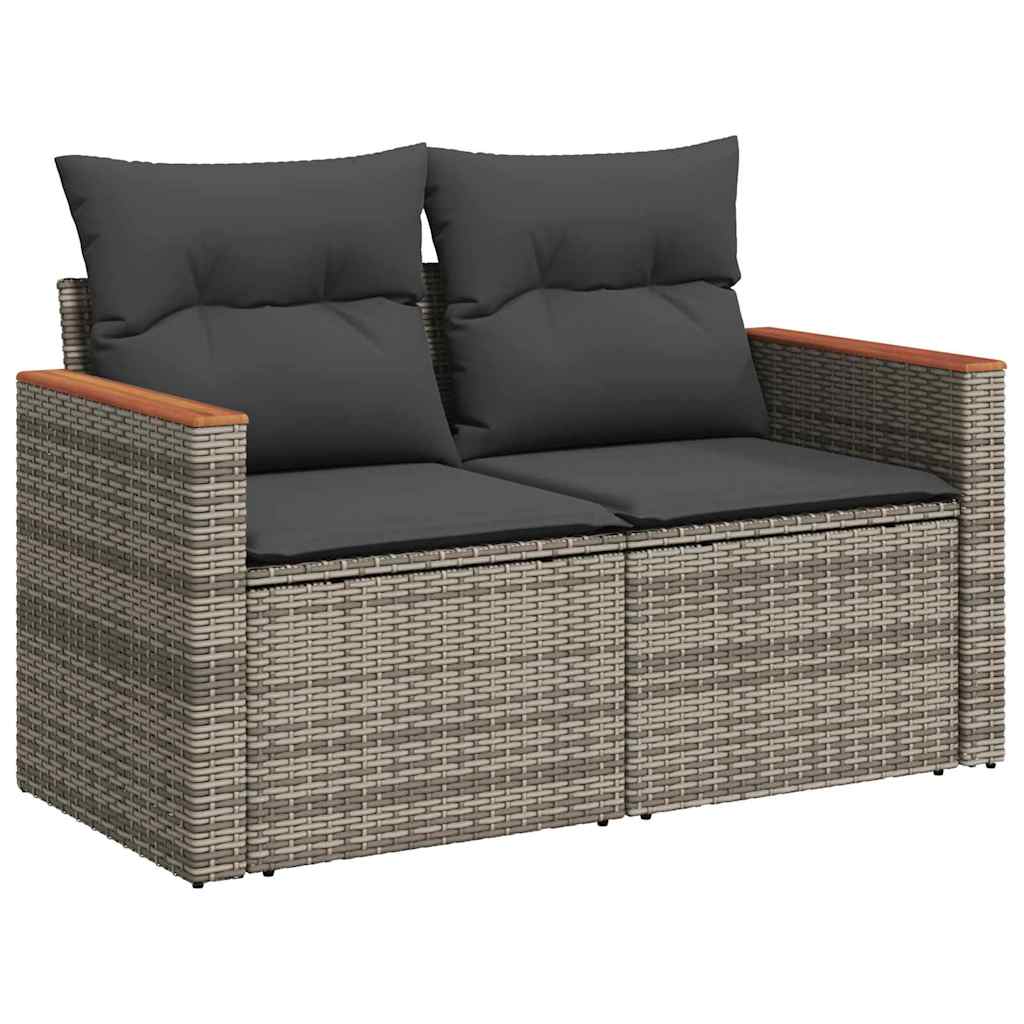 Gartensofa-set mit Kissen 12 pcs Grau Poly-Rattan