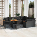 Gartensofa-set mit Kissen mit Kissen 12 pcs Schwarz Poly Rattan