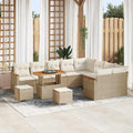 Gartensofa-set mit Kissen mit Speicher 12 pcs Beige Poly Rattan