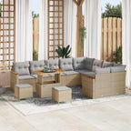 Gartensofa-set mit Kissen mit Speicher 12 pcs Beige Poly Rattan