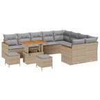 Gartensofa-set mit Kissen mit Speicher 12 pcs Beige Poly Rattan