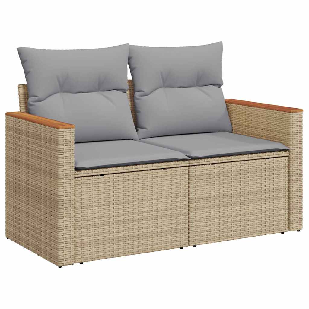 Gartensofa-set mit Kissen mit Speicher 12 pcs Beige Poly Rattan