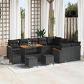 Gartensofa-set mit Kissen mit Kissen 13 pcs Schwarz Poly Rattan
