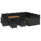 Gartensofa-set mit Kissen mit Kissen 13 pcs Schwarz Poly Rattan
