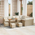 Gartensofa-set mit Kissen mit Speicher 13 pcs Beige Poly Rattan