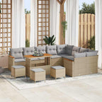 Gartensofa-set mit Kissen mit Speicher 13 pcs Beige Poly Rattan