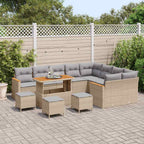 Gartensofa-set mit Kissen mit Speicher 13 pcs Beige Poly Rattan