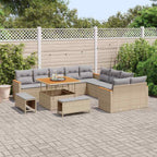 Gartensofa-set mit Kissen 13 pcs Beige Poly-Rattan