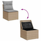 Gartensofa-set mit Kissen 13 pcs Beige Poly-Rattan