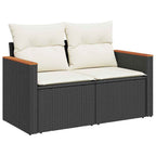 Gartensofa-set mit Kissen 13 pcs Schwarz Poly-Rattan