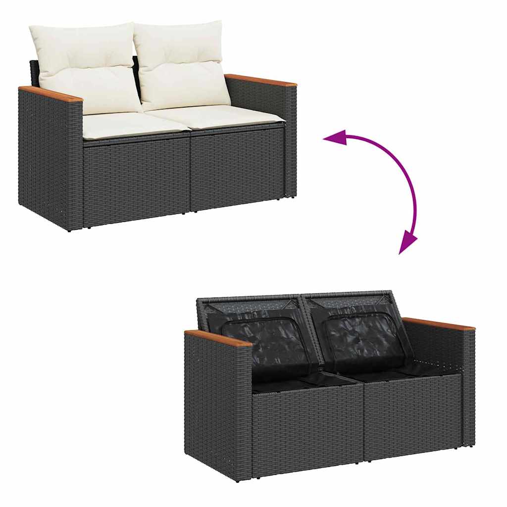 Gartensofa-set mit Kissen 13 pcs Schwarz Poly-Rattan