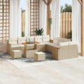 Gartensofa-set mit Kissen 13 pcs Beige Poly-Rattan
