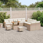 Gartensofa-set mit Kissen 13 pcs Beige Poly-Rattan