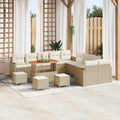 Gartensofa-set mit Kissen 18 pcs Beige und Creme Poly-Rattan