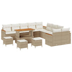 Gartensofa-set mit Kissen 18 pcs Beige und Creme Poly-Rattan
